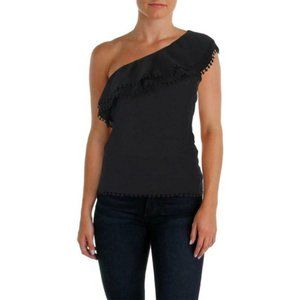 Aqua XS One Shoulder Ruffle Tiered Top